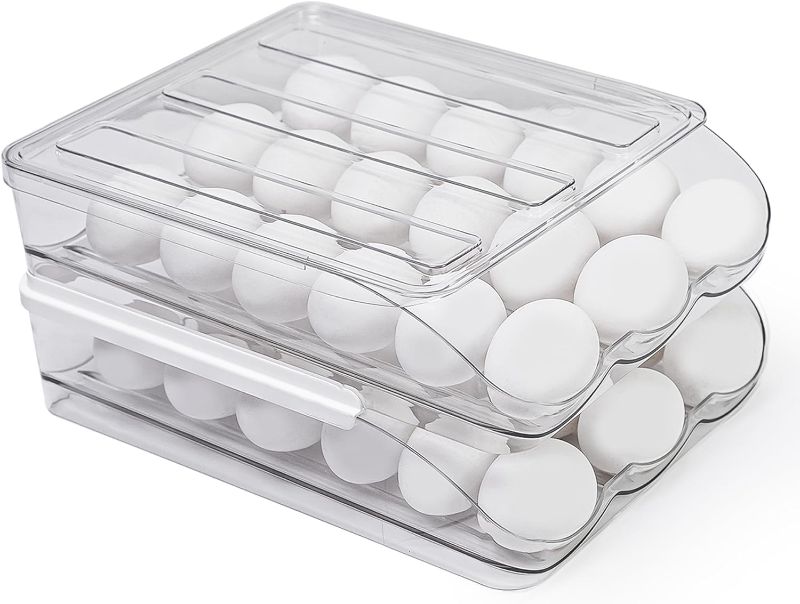 Photo 1 of **pic ic just for referance** Homediea 2-Layer Egg Holder for Refrigerator with 36-Egg Storage Capacity | Auto Rolling Stackable Egg Container for Refrigerator | Egg Organizer for...
