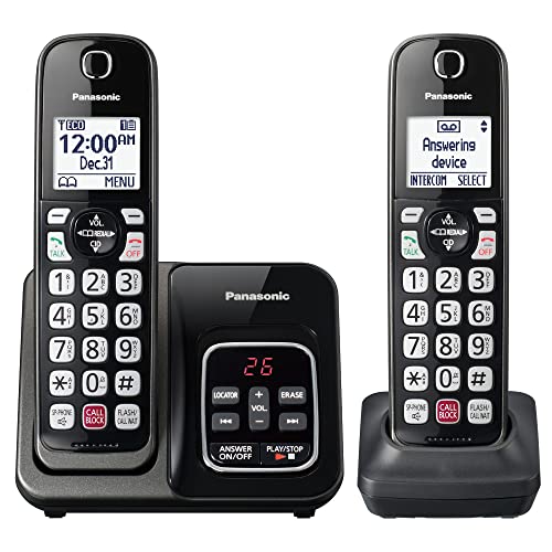 Photo 1 of Panasonic Cordless Phone with Answering Machine, Advanced Call Block, Bilingual Caller ID and Easy to Read High-Contrast Display, Expandable System wi
