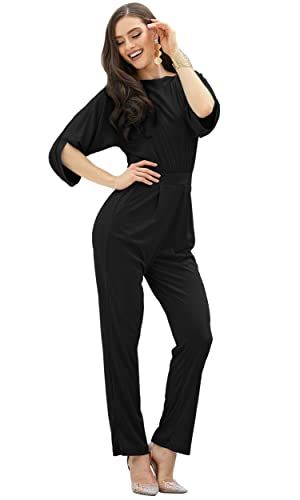 Photo 1 of KOH KOH Womens Short Sleeve Sexy Formal Cocktail Casual Cute Long Pants One Piece Fall Pockets Dressy Jumpsuit Romper Long Leg Pant Suit Suits Outfit
