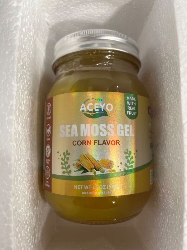 Photo 1 of (18 OZ) Irish Sea Moss Gel Organic Raw Vegan Apple Flavor 102 Vitamins and Minerals Wild Harvested Non-GMO Immune Defense Booster Thyroid Digestive Support Corn 1.13 Pound (Pack of 1)