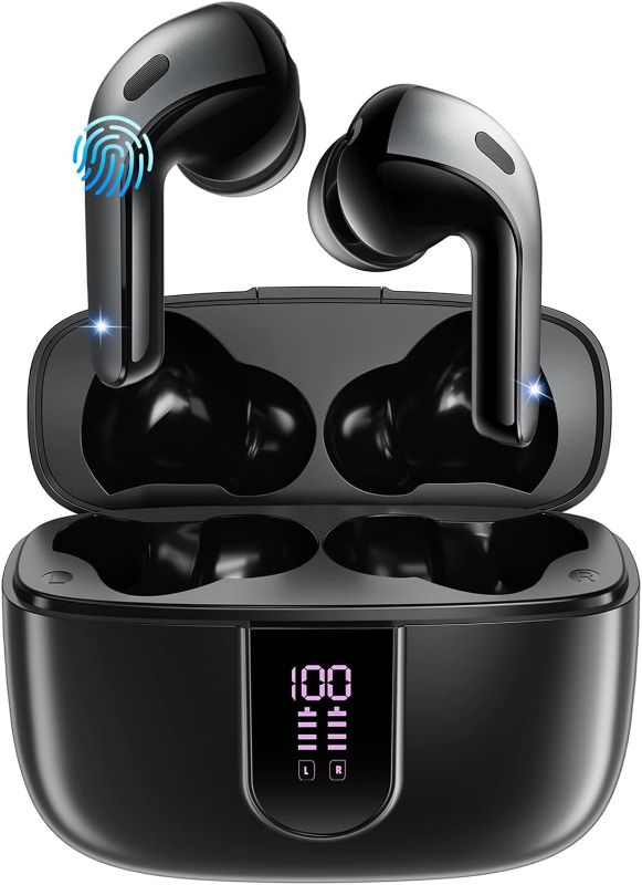 Photo 1 of HYIEAR Wireless Earbuds, Bluetooth Earbuds V5.3, 45H Playtime, LED Display, Bluetooth Headphones with Mic, Touch Control, IPX5 Waterproof Black