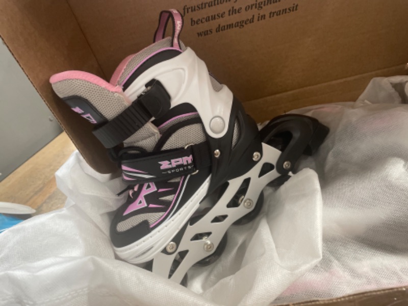 Photo 2 of 2PM SPORTS Cytia Pink Girls Adjustable Illuminating Inline Skates with Light up Wheels, Fun Flashing Beginner Roller Skates for Kids size small (little kids 10c-12.5c us )