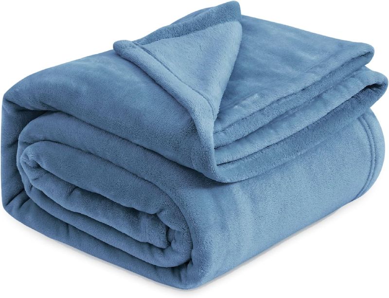 Photo 1 of Bedsure Fleece Blanket Queen Blanket Washed Blue - Bed Blanket Soft Lightweight Plush Fuzzy Cozy Luxury Microfiber, 90x90 inches