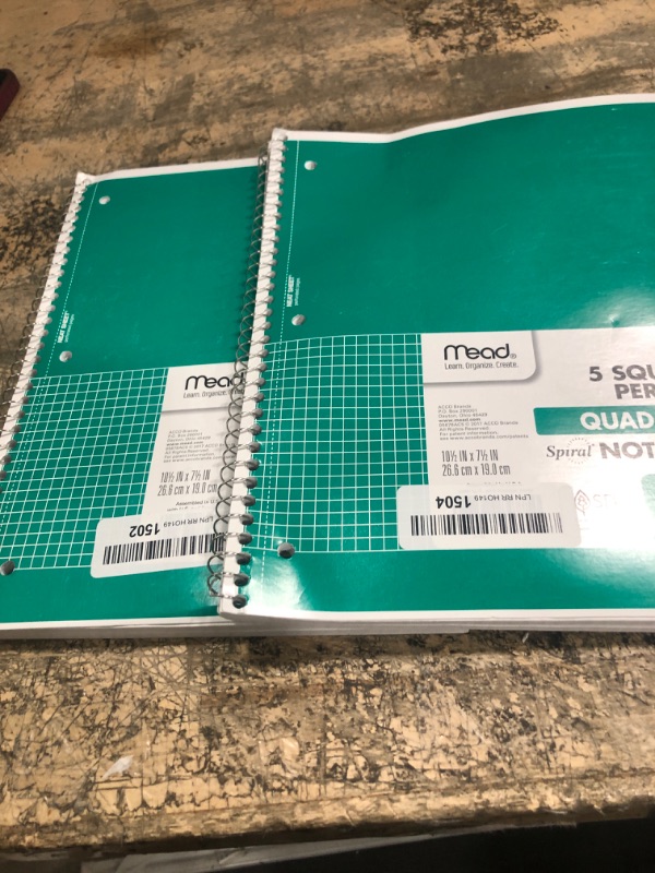 Photo 2 of Mead Spiral Notebook, 1-Subject, Graph Ruled Paper, 7-1/2" x 10-1/2", 100 Sheets, Green (05676AC5)  2 pack