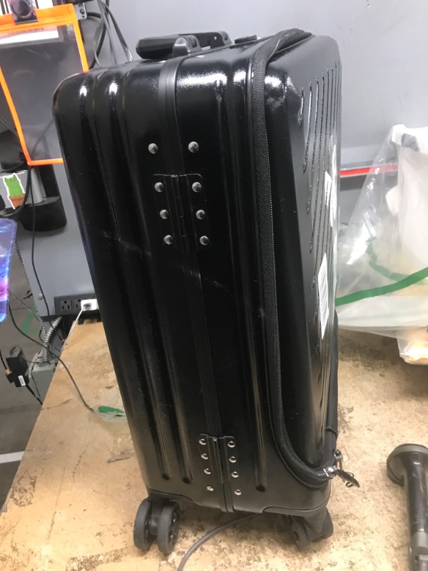 Photo 1 of LUGGEX Expandable Carry On Luggage with USB Port - Hard Shell Suitcase with Pocket Compartment - Carryon Luggage with Spinner Wheels Free Travel (Black Suitcase) Gun Carry-On 20-Inch-EXT