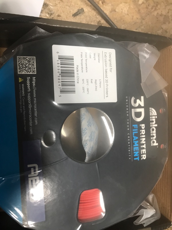 Photo 1 of Inland 1.75mm Red ABS 3D Printer Filament - 1kg Spool (2.2 lbs)