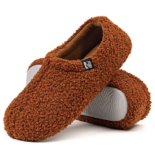 Photo 1 of RockDove Women's Teddy Fleece Closed Back Indoor Slipper, Size 11-12 US Women, Brown