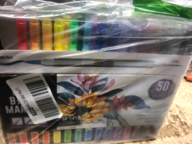 Photo 2 of ArtSkills Dual Tip Fine & Brush Tip Markers for Adult Coloring, Brush Markers 50-Count