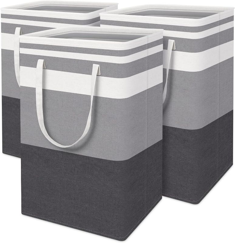 Photo 1 of (READ FULL POST) ToteTastic 3-Pack Laundry Basket, Freestanding?Waterproof Laundry Hamper, Collapsible Tall Clothes Hamper with Easy Carry Handles for Clothes, Towels?Toys in the Family and Dorm,Gradient Grey,75L
