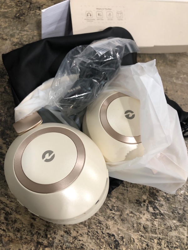 Photo 2 of Headphones Wireless Bluetooth, 100H Playtime Active Noise Cancelling Headphones, Wireless Headphones with Microphone, Bluetooth Headphones with Deep Bass, Over-Ear Headphones with Fast Charging White