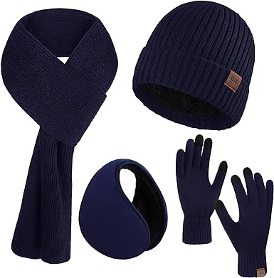 Photo 1 of Aneco Winter Beanie Hat Set for Men 4 Pieces Knit Glove Scarf Beanie Hat Earmuffs Set for Men Women --- COLOR DIFFERS FROM STOCK PHOTO ----