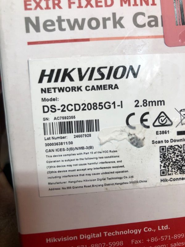 Photo 2 of HIKVISION EXIR FIXED MINI BULLET NETWORK CAMERA MODEL DS-2CD2085G1-I 2.8MM 