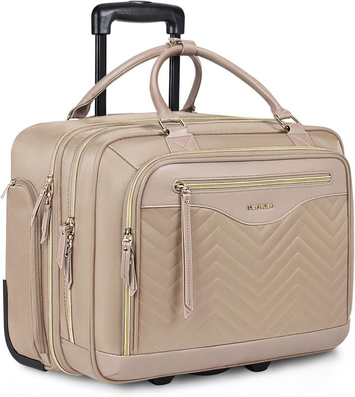 Photo 1 of 
LIGHT FLIGHT Rolling Laptop Bag, 17.3 inch Rolling Briefcase for Women, Computer Bag with Wheels, Overnight Roller Bag for Carry on Travel Work Business CHAMPAIGN 