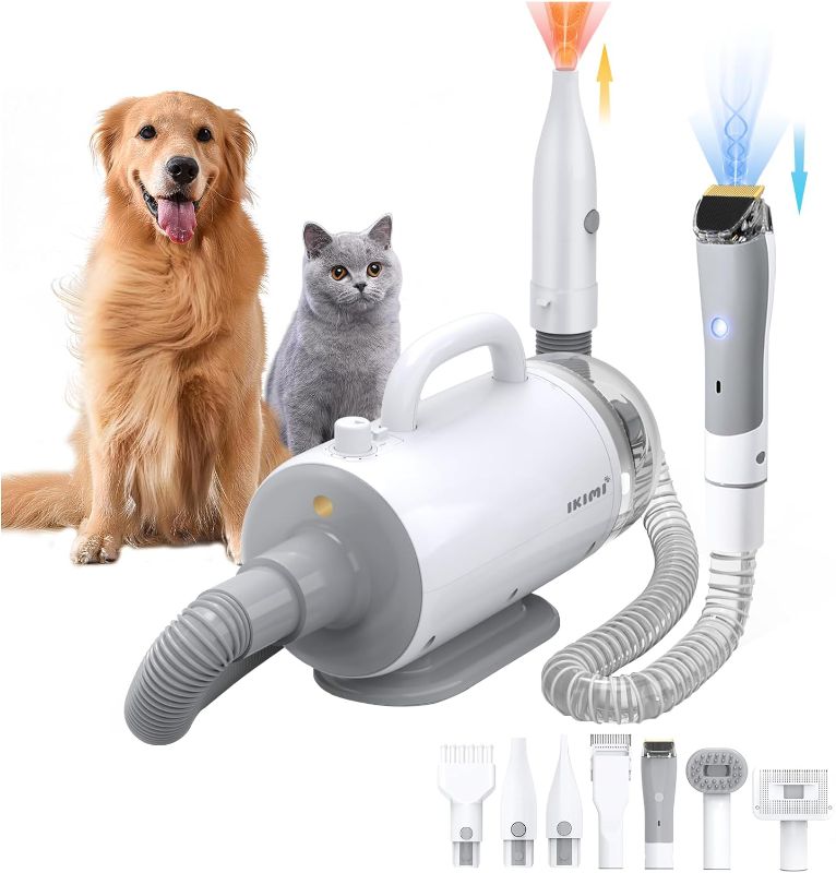 Photo 1 of **read notes** IKIMI Dog Grooming Vacuum & Blow Dryer - 16000Pa Hair Suction, Dog Clipper, High Velocity Dog Blower with Heater, 8 Pet Grooming Vacuum kit
