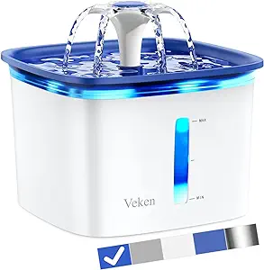 Photo 1 of Veken 95oz/2.8L Pet Fountain, Automatic Cat Water Fountain Dog Water Dispenser with Replacement Filters for Cats, Dogs, Multiple Pets (Blue, Plastic)
