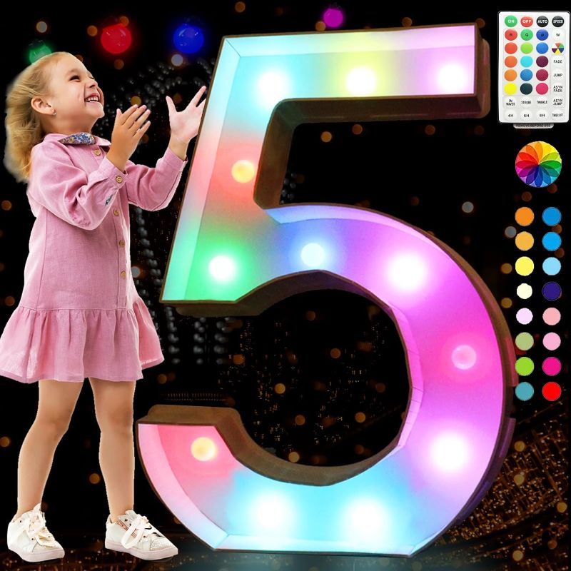 Photo 1 of (used)(see images) Pooqla 3FT Marquee Light Up Numbers, Large Lighted Marquee Numbers with Remote