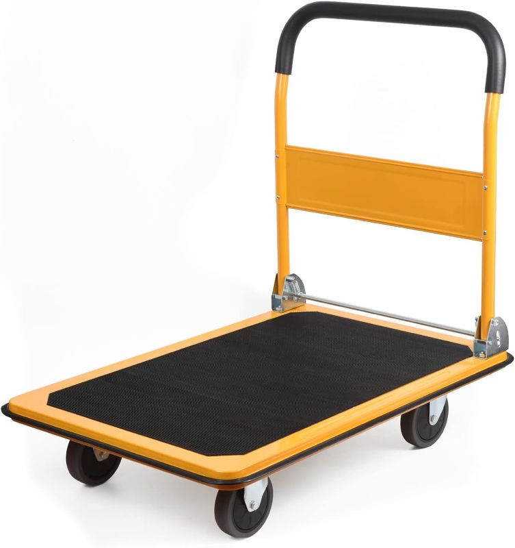Photo 1 of  Platform Truck Large Size 880lbs Foldable Push Cart 35.8x24x34.3inches Yellow
