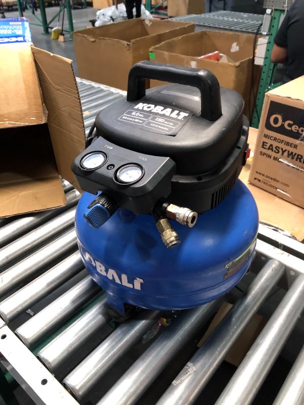 Photo 1 of ***USED - DOESN'T TURN ON - SEE COMMENTS***
Kobalt 6-Gallon Portable Electric 150 PSI Pancake Air Compressor