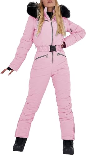 Photo 1 of  Women Winter Onesies Ski Jumpsuit Outdoor Sports Snowsuit Fur Collar Coat Jumpsuit with Hoodies Ski Jackets and Pants
SIZE SMALL