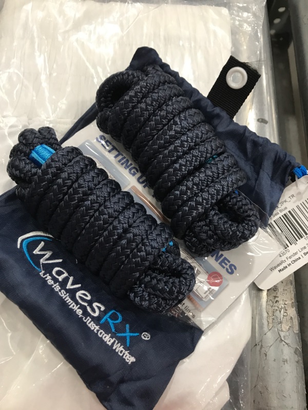 Photo 2 of Boat Fender Lines 3/8'' x 6' (2PK) | Premium Marine Rope for Hanging Bumpers & Buoys When Docking Your Watercraft | Double Braided Nylon with 5" Eyelet for Easy Attachment to Cleats & Hooks Deep Sea Blue