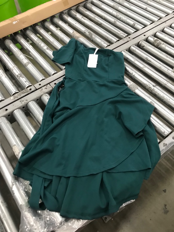 Photo 1 of GRACE KARIN Women's Wedding Guest Dress Elegant One Shoulder Cocktail Skater Dress Ruffle Short Sleeve A Line Party Dresses SIZE SMALL
