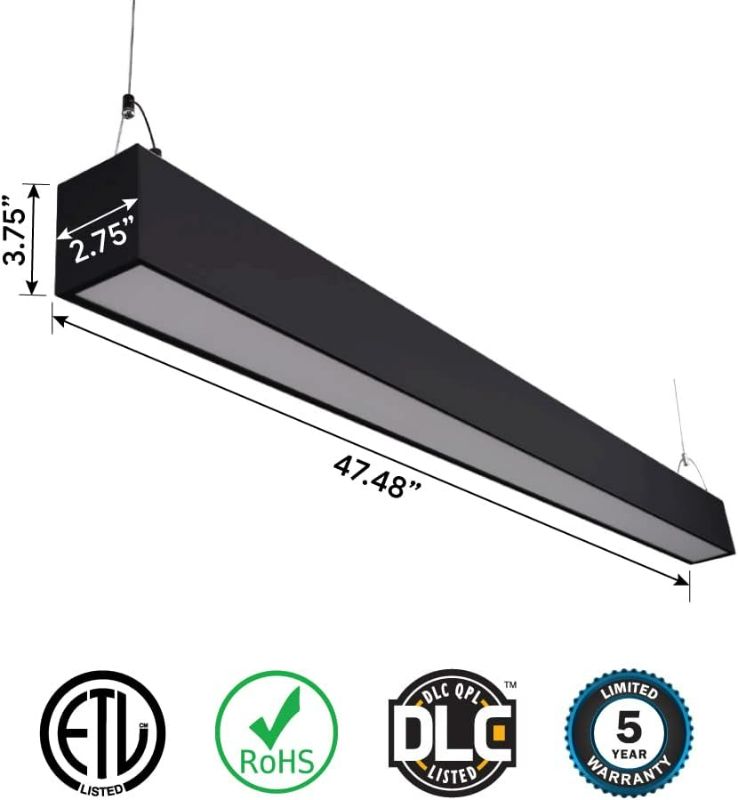 Photo 3 of (NON-REFUNDABLE) Euri Lighting EUD4-50W103sw-B, Linkable 4FT Dual CCT Tunable Linear Up/Down Light, 50W, 6500lm, 30K/40K/50K, 120-277V, Damp Rated, 0-10V Dimmable, ETL & DLC Certified, 5YR 50K HR Warranty, Black Dual CCT Tunable Black Housing