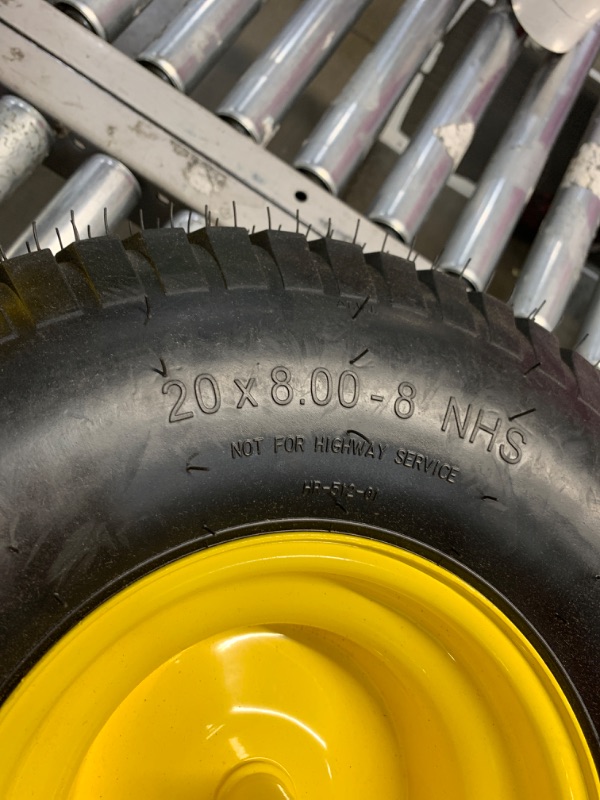 Photo 4 of 2PCS 20x8.00-8 Lawn Mower Tires with Rim,20x8x8 Lawn Tractor Tires,20x8.00-8nhs Tires for Lawn Garden Tractors,4 Ply Tubeless,3.5" Offset Hub,3/4" Bushing with 3/16" Keyway,965lbs Capacity 20x8.00-8 Tires with Rim