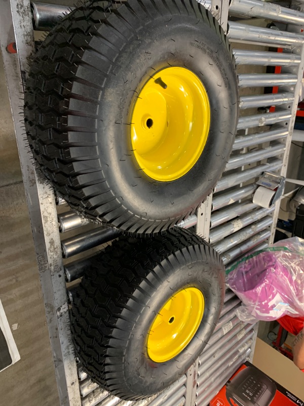 Photo 2 of 2PCS 20x8.00-8 Lawn Mower Tires with Rim,20x8x8 Lawn Tractor Tires,20x8.00-8nhs Tires for Lawn Garden Tractors,4 Ply Tubeless,3.5" Offset Hub,3/4" Bushing with 3/16" Keyway,965lbs Capacity 20x8.00-8 Tires with Rim