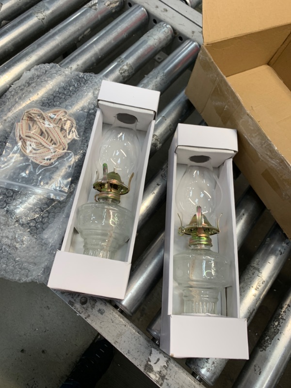 Photo 1 of Yexiya 2 Pieces Rustic Oil Lamp Lantern Large Classic Kerosene Lamp Vintage Glass Kerosene Lamp Chamber Oil Lamps with 6.6 ft Extra Oil Lamp Wick for Indoor Use Home Decor Lighting