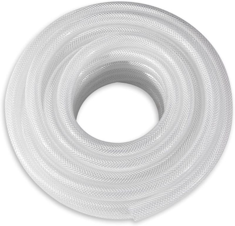 Photo 1 of 1/2" ID x 3/4" OD - 50 Ft High Pressure Braided Clear PVC Vinyl Tubing Flexible Vinyl Tube, Heavy Duty Reinforced Vinyl Hose Tubing, BPA Free and Non Toxic