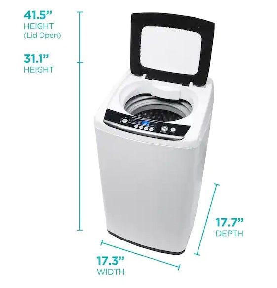 Photo 1 of 17.69 in. W 0.9 cu. ft. White Portable Top Load Washing Machine
