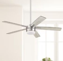 Photo 1 of **MISSING SCREWS**  Harbor Breeze Boltz III Easy2Hang 52-in Brushed Nickel Color-changing Indoor Ceiling Fan with Light and Remote (5-Blade)
