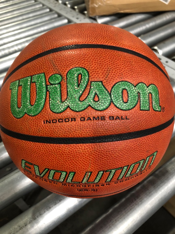 Photo 2 of (used)(see images) WILSON Evolution Game Basketball Green Size 7 - 28.5" Basketball