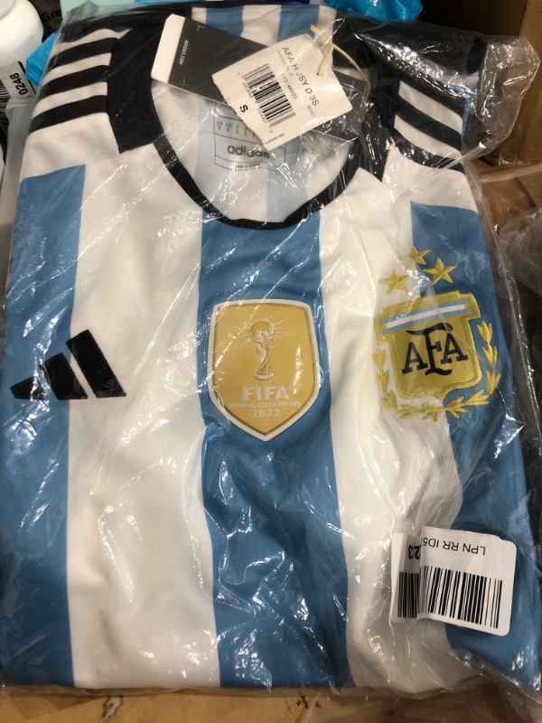 Photo 2 of adidas Men's Soccer Argentina 3-Star Winners Home Jersey - Dress Like a Champion with Comfortable Fabric Small White / Blue