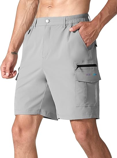 Photo 1 of Men's Cargo Casual Hiking Shorts Stretch Quick Dry Outdoor Summer Shorts for Work Golf Fishing Tactical with Zipper Pockets small