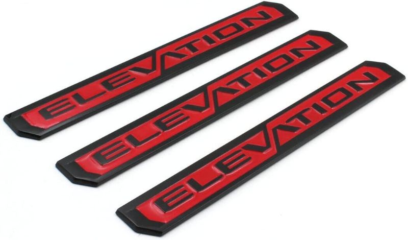 Photo 1 of **DAMAGED READ NOTES**Set of 3 Elevation Emblems Door Tailgate 3D Badge Nameplate Replacement for 2019-2021 Sierra 84682634 (Red)
