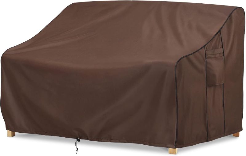 Photo 1 of Outdoor Furniture Covers Waterproof for Sofa, Patio 3-Seater Benches Covers Fits up to 88W x 36D x 35H inches, Brown
