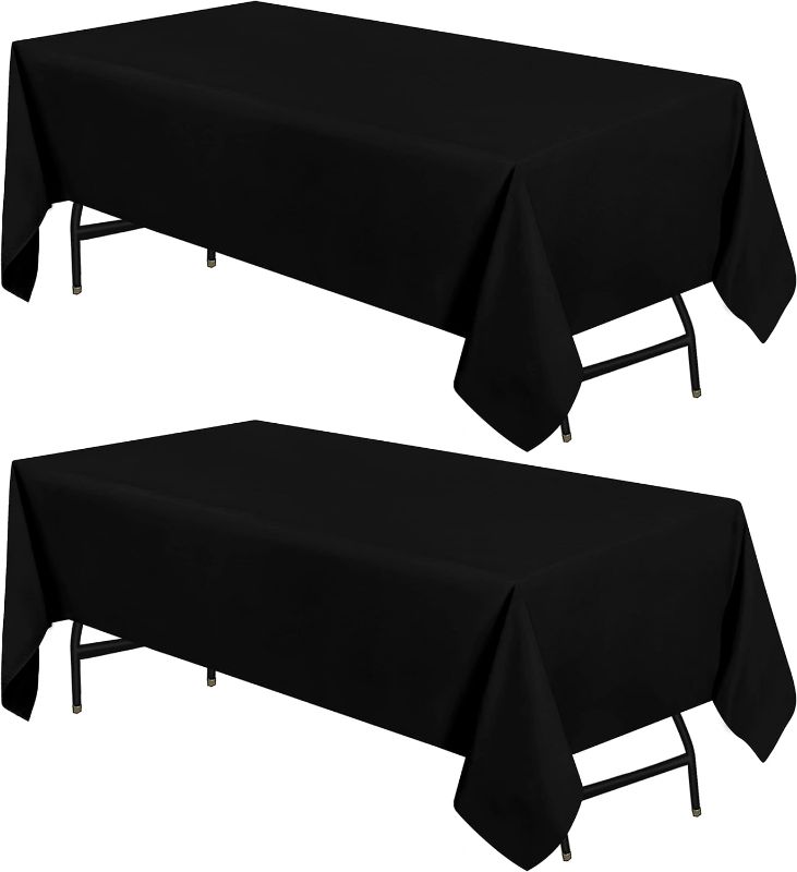 Photo 1 of (READ FULL POST) Utopia Kitchen Rectangle Table Cloth 2 Pack [60x102 Inches, White] Tablecloth Machine Washable Fabric Polyester Table Cover for Dining, Buffet Parties, Picnic, Events, Weddings and Restaurants White 60x102 - 2PC