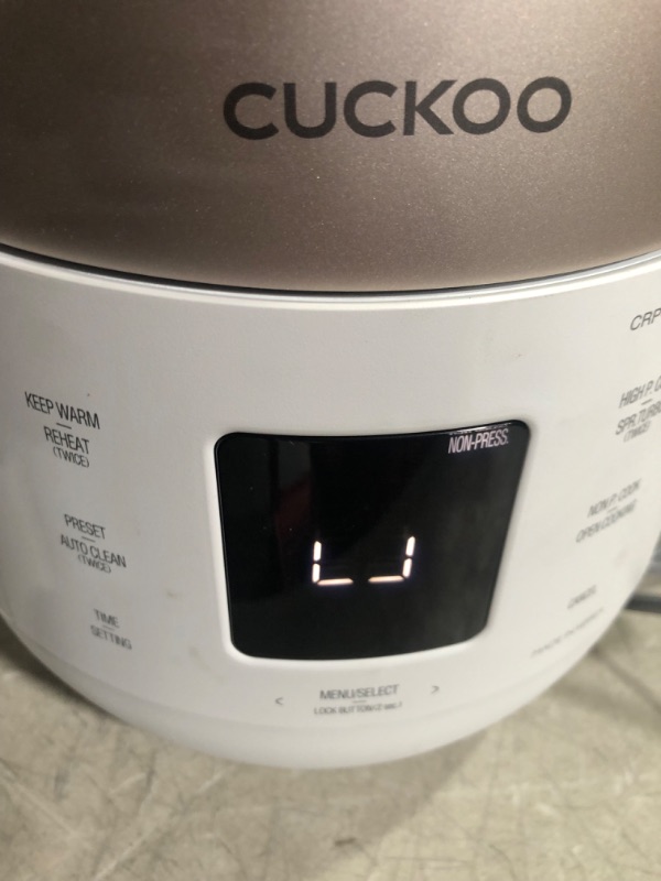 Photo 8 of ***USED - DAMAGED - SEE COMMENTS***
CUCKOO CRP-ST0609F | 6-Cup (Uncooked) Twin Pressure Rice Cooker & Warmer | 12 Menu Options: High/Non-Pressure Steam & More, Made in Korea | WHITE (6 CUP) 6 Cup White