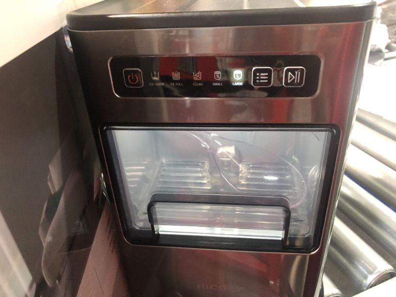 Photo 4 of ***USED - LIKELY MISSING PARTS - UNABLE TO VERIFY FUNCTIONALITY***
HiCOZY Countertop Ice Maker, Ice in 6 Mins, 24 lbs/Day, Portable & Compact Gift with Self-Cleaning, for Apartment/Cabinet/Kitchen/Office/Camping/RV, Great Gift for Christmas/New Year/Thank