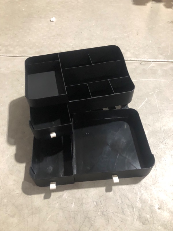 Photo 3 of ***USED - NO PACKAGING - SEE PICTURES***
ONXE Makeup Organizer With Drawers,Large Countertop Storage for Cosmetics Elegant Vanity Holder for Brushes, Eyeshadow, Lotions, Lipstick, Nail Polish and Jewelry (black)