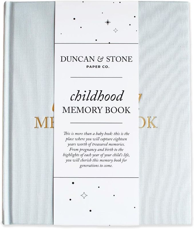 Photo 1 of Baby Book Childhood Journal (Sky Blue, 175 Pages) by Duncan & Stone - Milestone & Child Memory Book from Pregnancy to Year Eighteen – Childhood Memories Journal for Parents