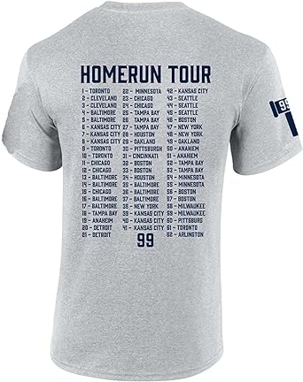 Photo 1 of New York Baseball Judge 62nd Home Run Tour 62 Cities Homerun Mens Short Sleeve T-Shirt Graphic Tee 4xl
