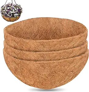 Photo 1 of 3Pcs 12 Inch Coconut Liners for Planters, Round Hanging Basket Liners 100% Natural Coco Coir Basket Coco Replacement Liners for Hanging Basket Planters Flowers Vegetables(12in-3pcs)
