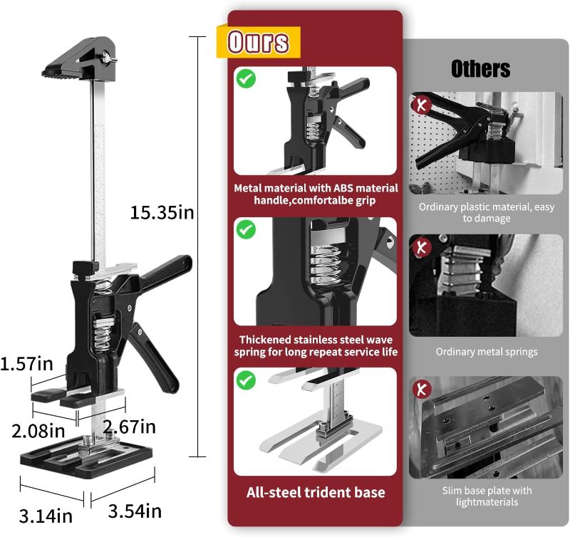 Photo 3 of (READ FULL POST) SauHandi Labor Saving Arm Jack,2 Pack Hand Lifting Jack Tool Load Bearing 460 LB,15.5 Inch Arm Tool Lift,Furniture Lifter Jack Suitable for Door,Window Lifting,Wall Tile Locator,Cabinet Jack etc.
