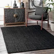 Photo 1 of  6 ft. x 9 ft. home rug Chunky Loop Jute (black) 