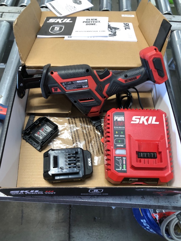Photo 1 of SKIL PWR CORE 12-volt 2-Amp Variable Speed Brushless Cordless Reciprocating Saw (Charger Included and Battery Included)
