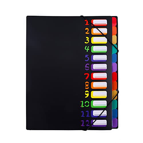 Photo 1 of Expanding File Folder File Organizer : 24 Pocket A4 Size, Plastic Rainbow Lining Colored Filing Folder Designed for Home Office School,Black Cover
