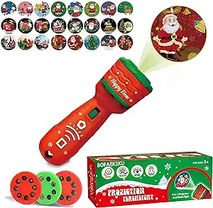 Photo 1 of Christmas Projector, Children's Flashlight Projector, Christmas Children's Gifts, 24 Christmas Pattern Slide Projector, Torch Education, Learning Santa Claus, elk, flashlights for Kids (red) Pack x2