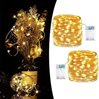Photo 1 of LED Fairy Lights Battery Operated, 2 Packs 66Ft 200 LED Mini Twinkle String Lights Copper Wire Waterproof Firefly Starry Lights for Bedroom, Christmas, Parties, Wedding, Decor